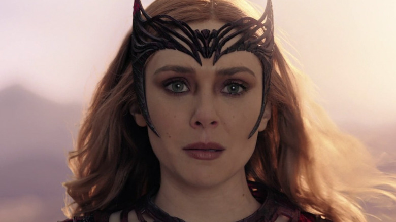 Wanda Maximoff upset stares ahead