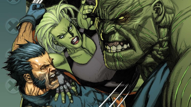 She-Hulk between Hulk and Wolverine