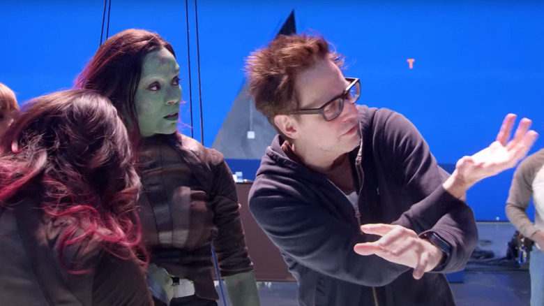 James Gunn directing Zoe Saldana