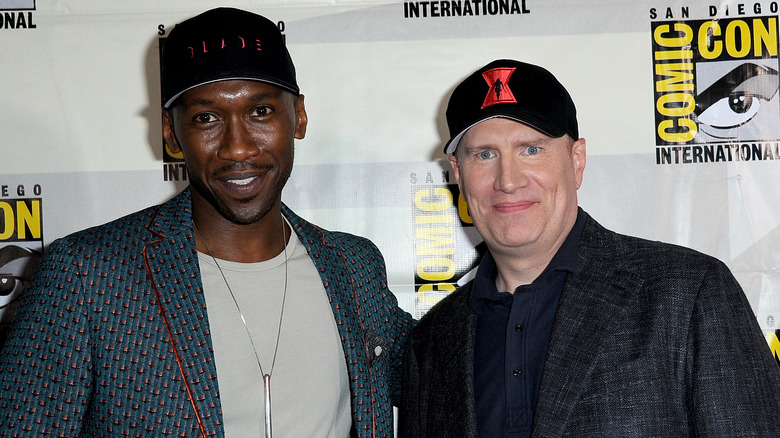 Mahershala Ali and Kevin Feige smiling