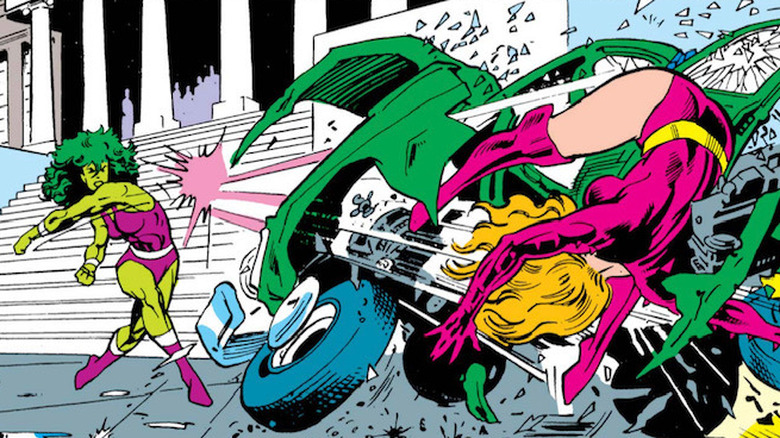 She-Hulk punching Titania through car