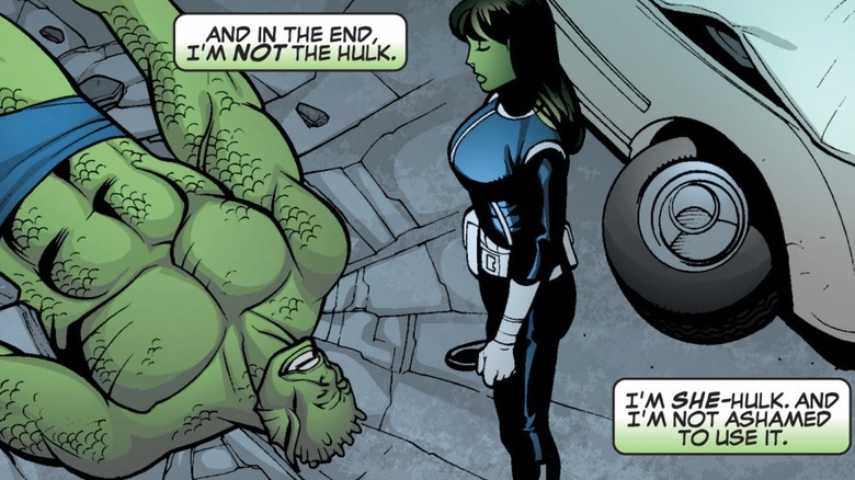 She-Hulk looking down at Abomination