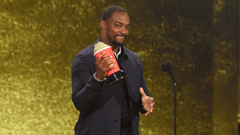 Anthony Mackie winning Golden Popcorn