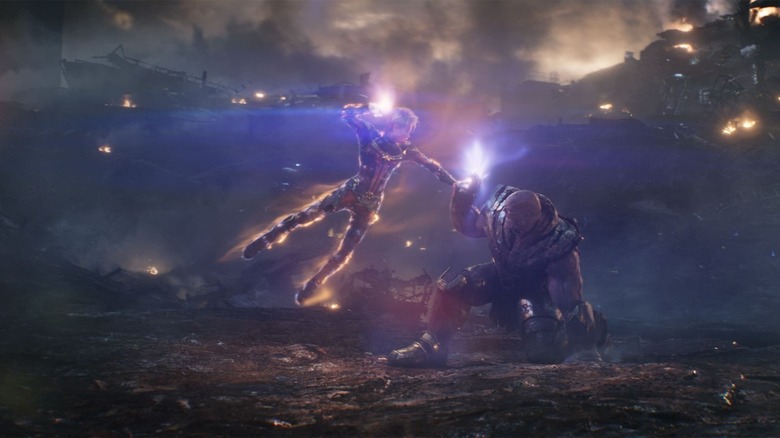 Captain Marvel fights Thanos