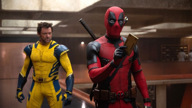 Wade and Logan in a TVA office in "Deadpool and Wolverine" (2024)