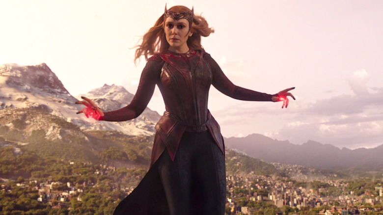 Scarlet Witch floating in the sky