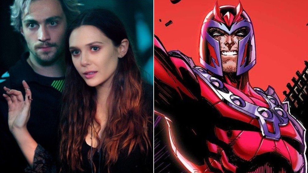 Aaron Taylor-Johnson as Quicksilver, Elizabeth Olsen as Scarlet Witch, Magneto