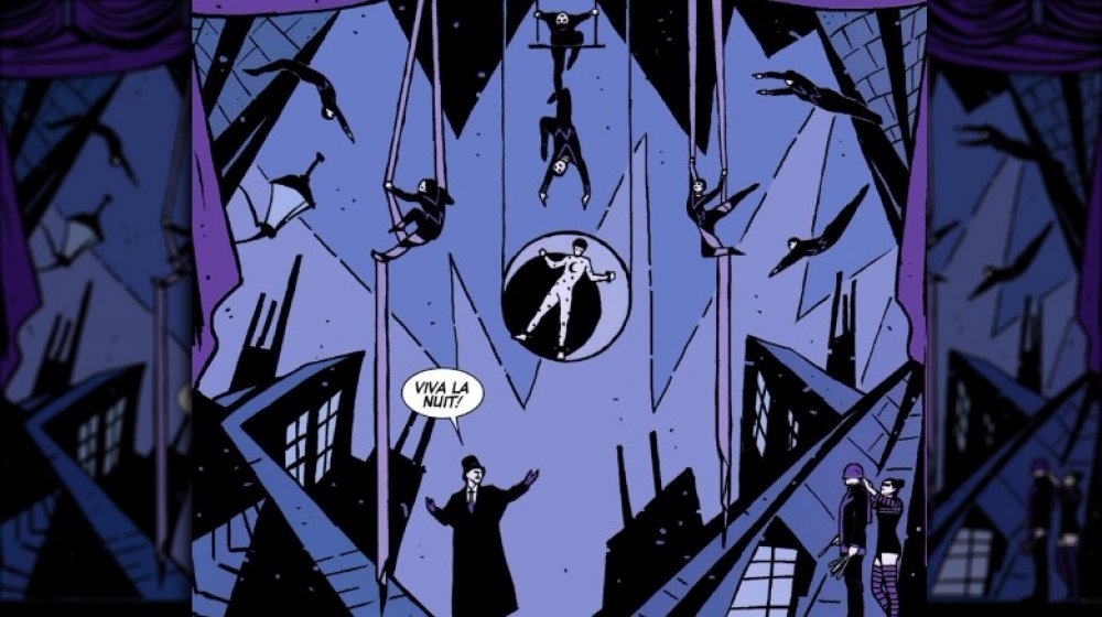 The Circus of Crime as Le Cirque du Nuit in Hawkeye #2