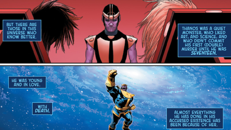 Comic panels introducing Thanos