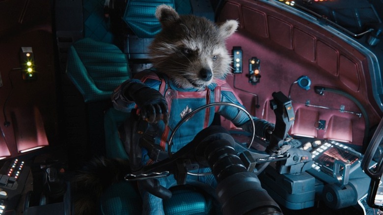 Rocket Raccoon piloting a ship