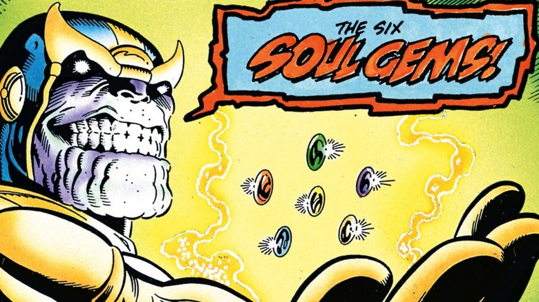 Thanos admiring the six Soul Gems, as they were originally called