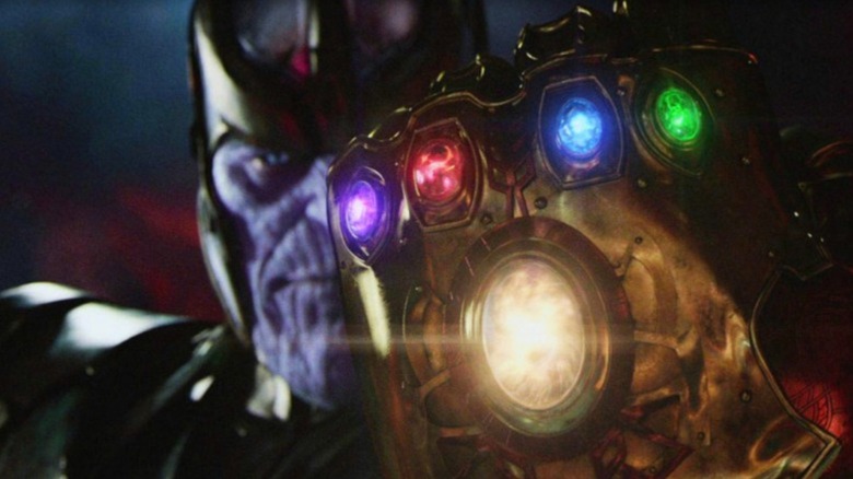 Thanos wielding the Infinity Gauntlet with all the Infinity Stones in "Avengers: Infinity War"