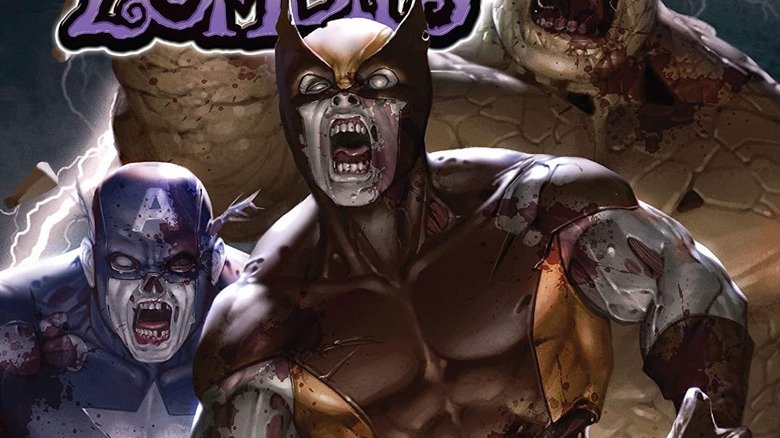 Wolverine and Captain America snarling as zombies