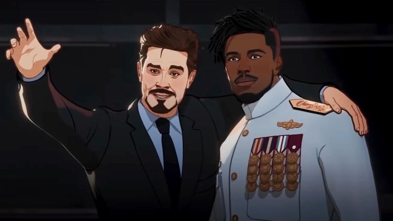 Tony Stark talking to Killmonger