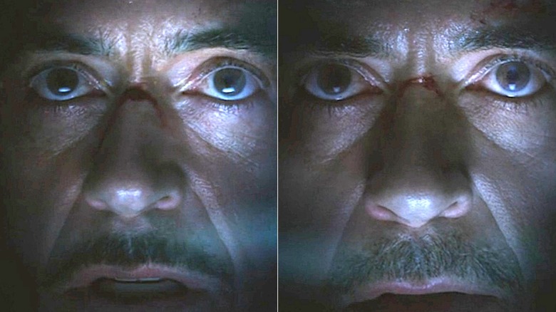 Tony Stark mustache side-by-side