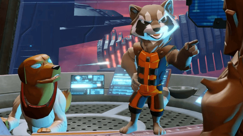 Cosmo and Rocket talking to Groot in Disney Infinity 2.0