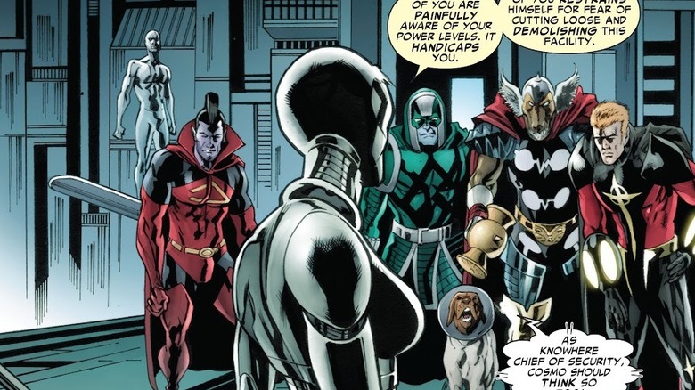 Cosmo standing with the Annihilators team in issue 1 of their comic series