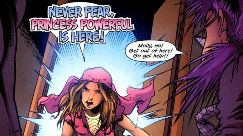 Molly Hayes breaks through a door to save her friend