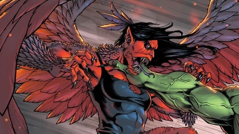 Red Harpy fighting the Hulk