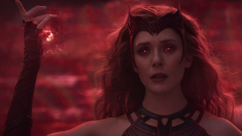 Scarlet Witch with red eyes and magic in her hand