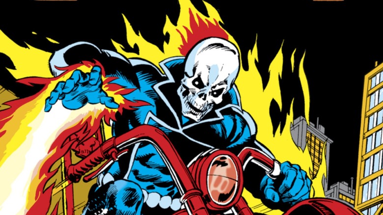 Ghost Rider riding a motorcycle