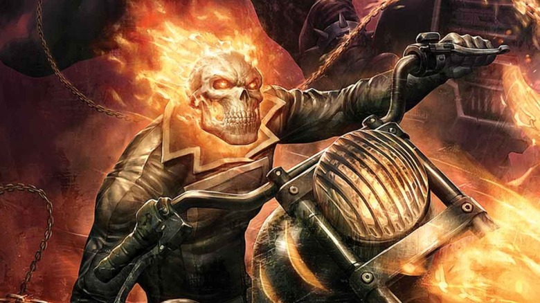 Ghost Rider riding a motorcycle