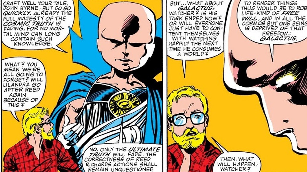 Uatu admonishes John Byrne