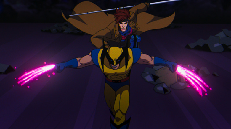 Wolverine with Gambit riding piggyback