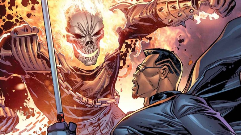 Ghost Rider and Blade fighting