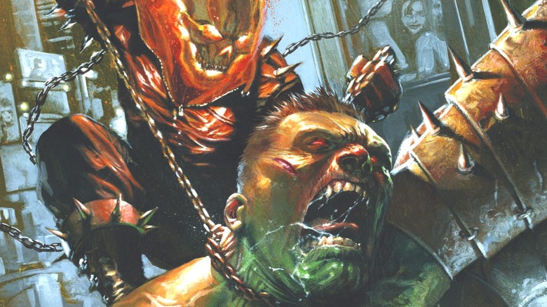 Ghost Rider choking out the Hulk