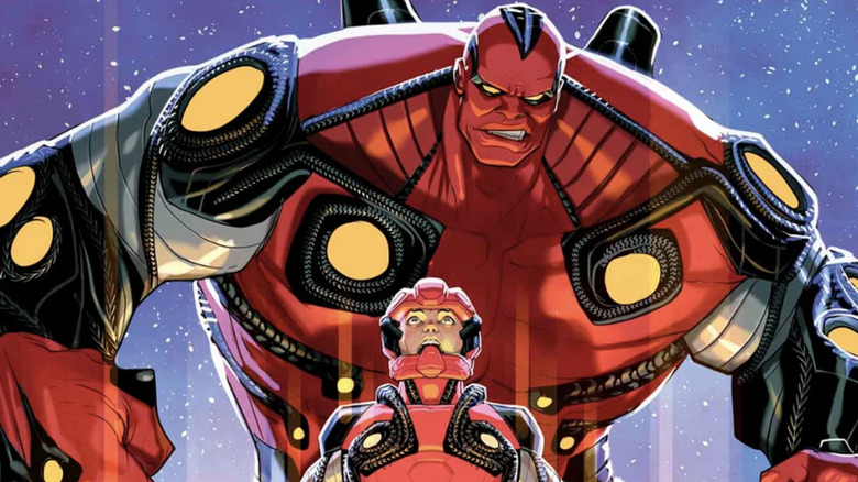 Red Hulk confronts explorers
