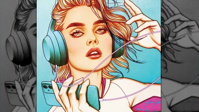 Spider-Gwen listening to music