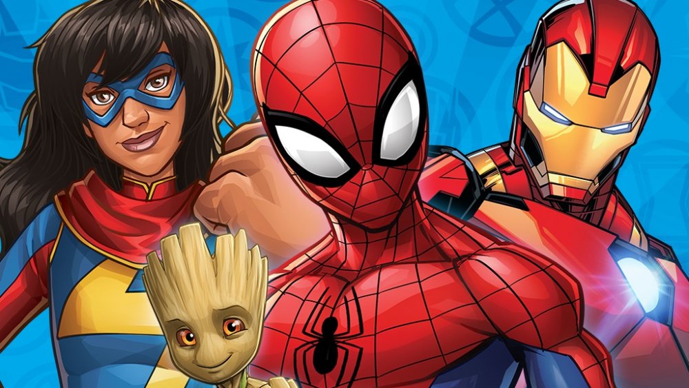 Ms. Marvel, Baby Groot, Spider-Man, and Iron Man