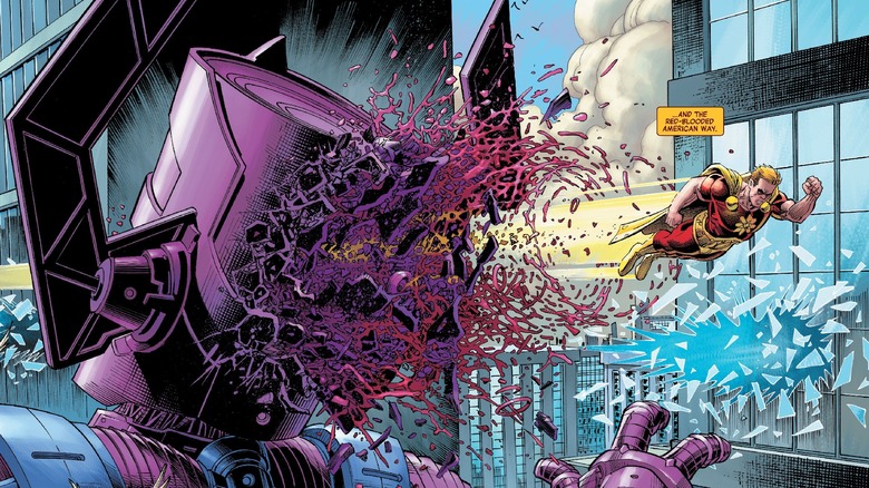 Hyperion flying through Galactus' head