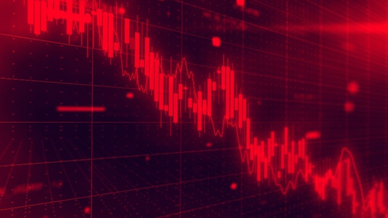 Stock market line graph going down