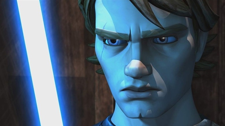 Animated Anakin with blue lightsaber