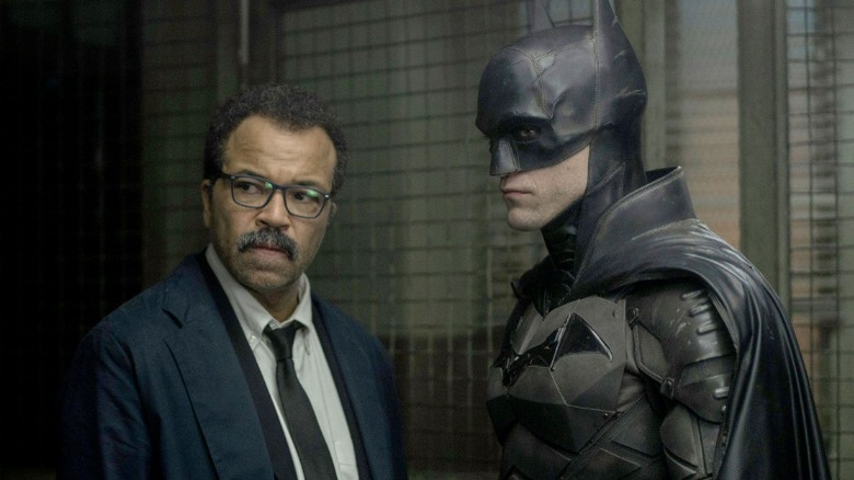 Jim Gordon and Batman at the GCPD building