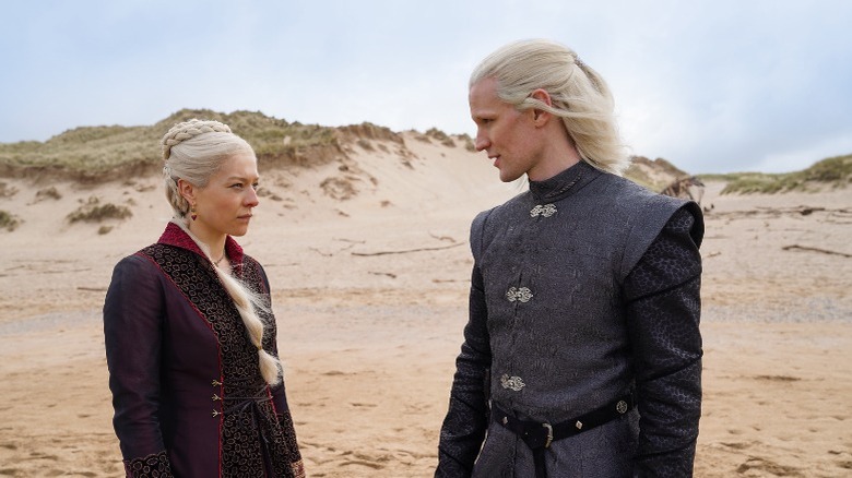 Rhaenyra and Daemon Targaryen on a beach