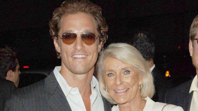 Matthew McConaughey posing with his mom