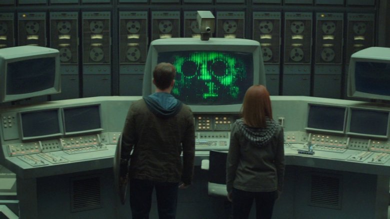 Captain America and Black Widow talking to Arnim Zola's A.I. in Captain America: The Winter Soldier