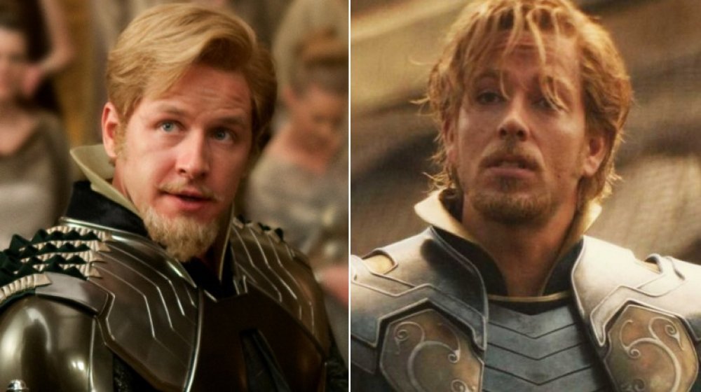 Split image of Josh Dallas as Fandral and Zachary Levi as Fandral