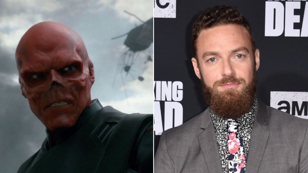 Split image of Hugo Weaving as the Red Skull and Ross Marquand