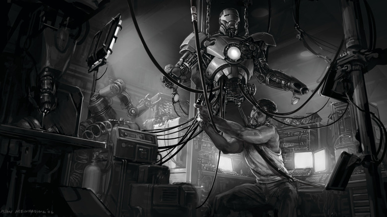 Concept art of building Iron Man