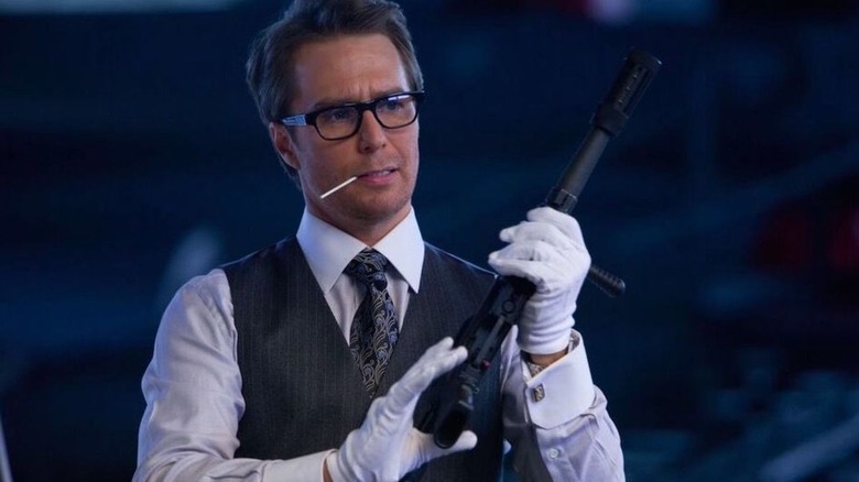 Sam Rockwell shows off weaponry