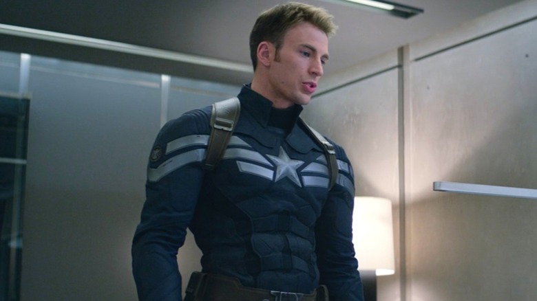 Captain America in his Winter Soldier costume