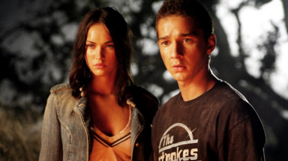 Megan Fox as Mikaela Banes and Shia LaBeouf as Sam Witwicky in Transformers