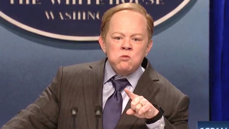 Melissa McCarthy impersonating Sean Spicer