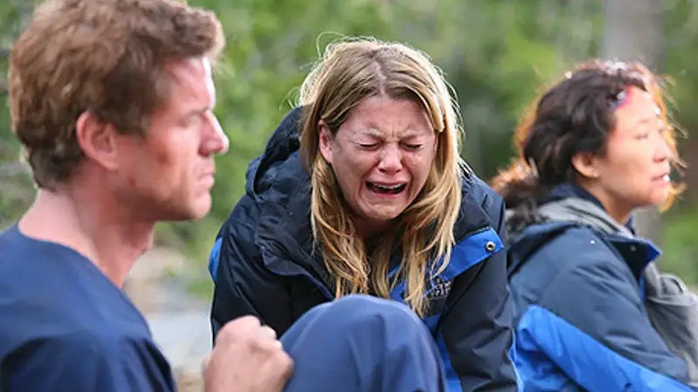 Meredith crying after crash