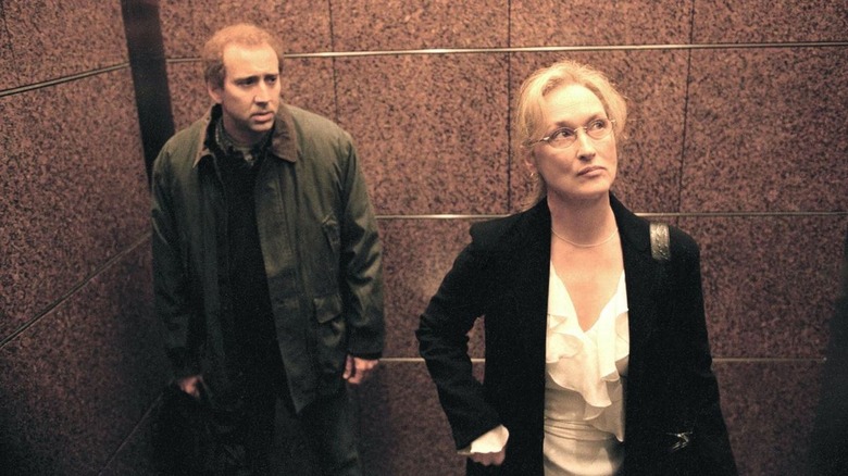 Cage and Streep in elevator 