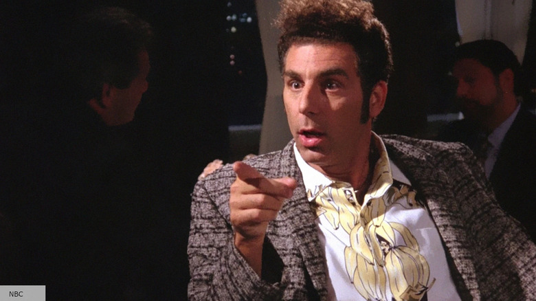 Kramer excitedly pointing his finger in Seinfeld